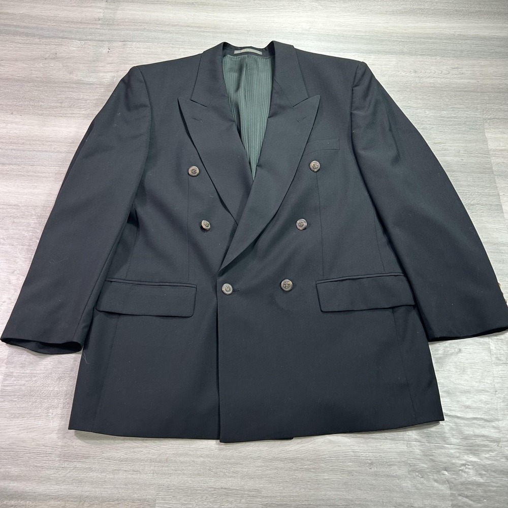Bagir Ermenegildo Zegna Suit Jacket Mens 42R Blue Wool Double Breasted Blazer